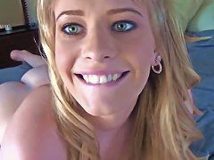 Sexy blue eyed blonde swallows